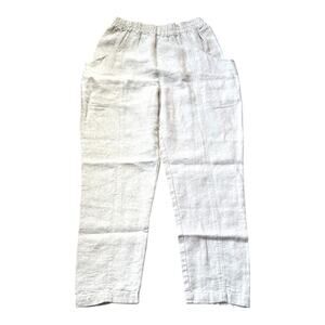 Elizabeth Suzanne Clyde Work Pant in Midweight Linen in Flax Size 12